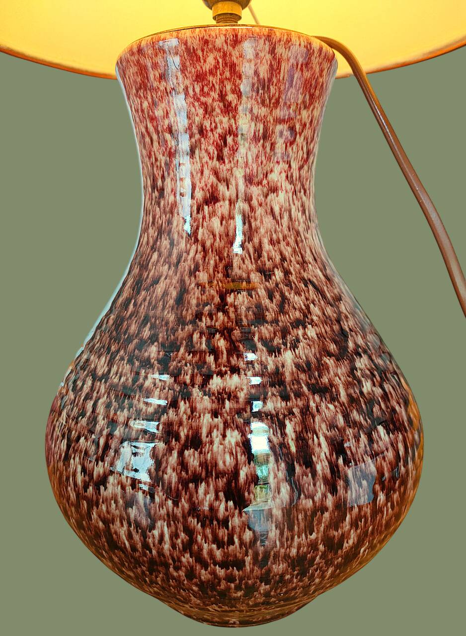 ACCOLAY lamp, ceramic base and Japanese paper lampshade with floral decoration