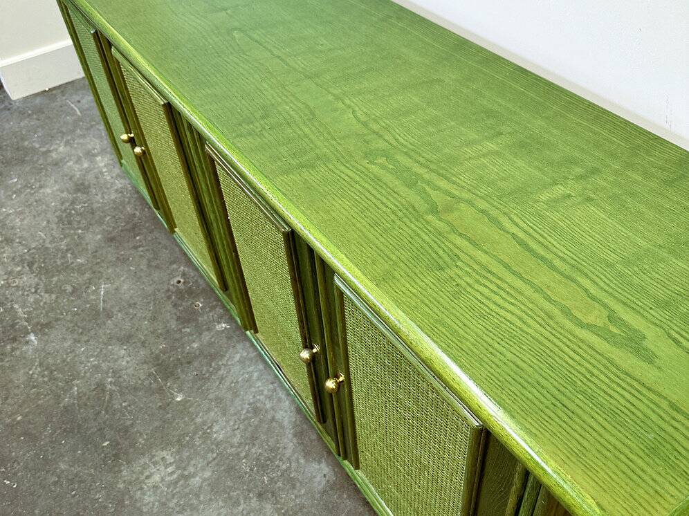 Vintage green rattan sideboard by Georgetti, Italy, 1980s.