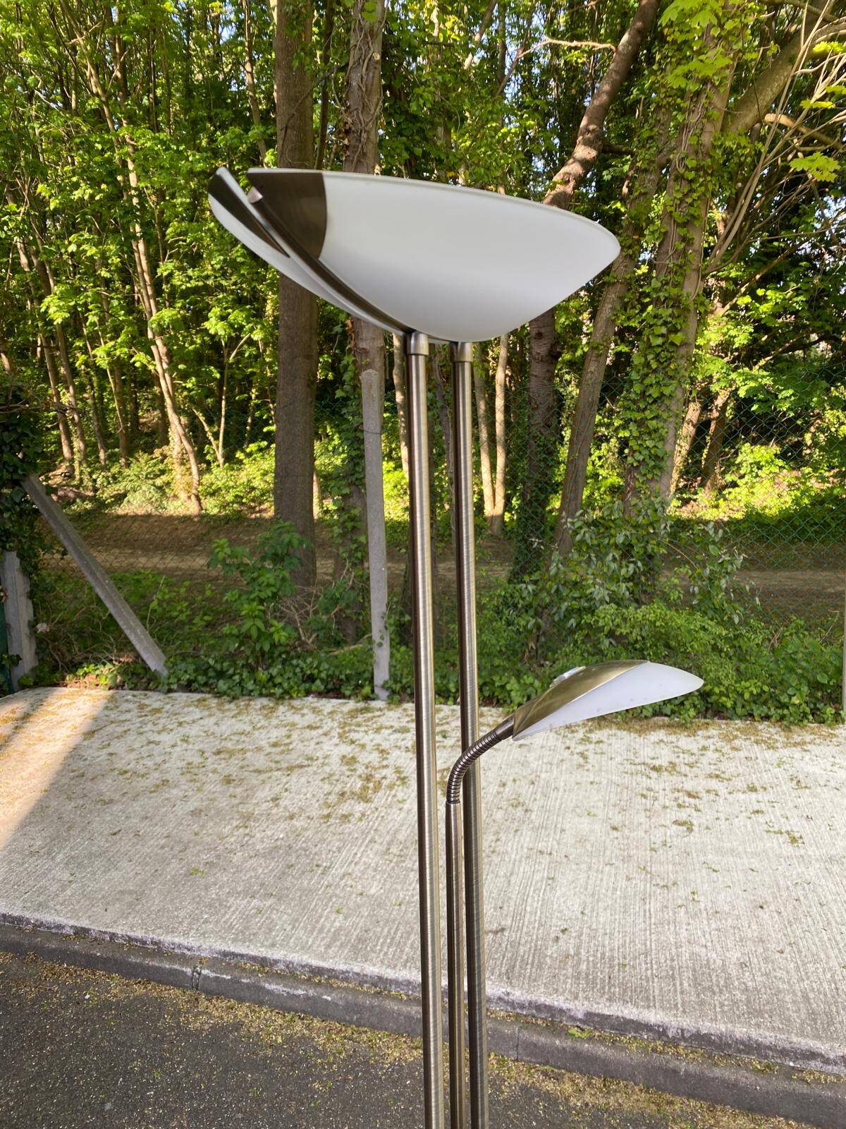 Dunakeszi vintage double floor lamp in chrome steel with reading light