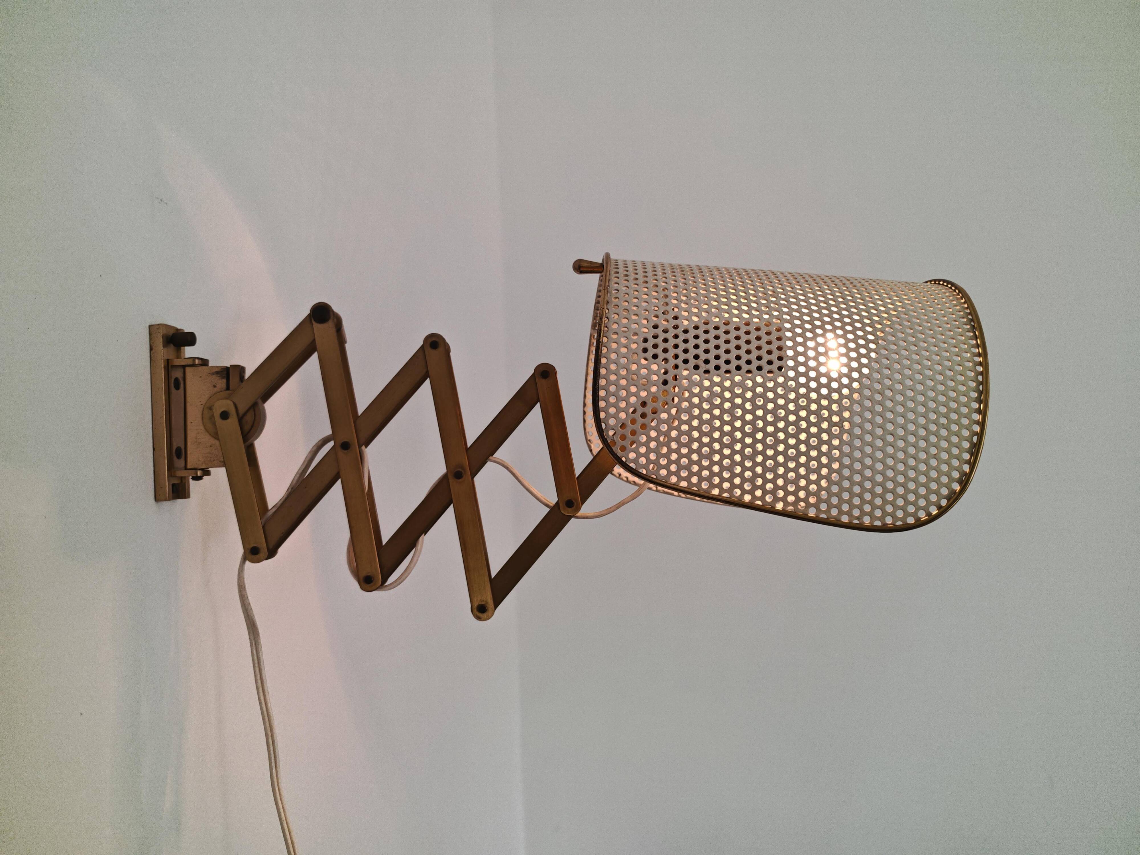 Pair of adjustable scissor wall lamps Mid Century Modern by Alfred Müller for AMBA