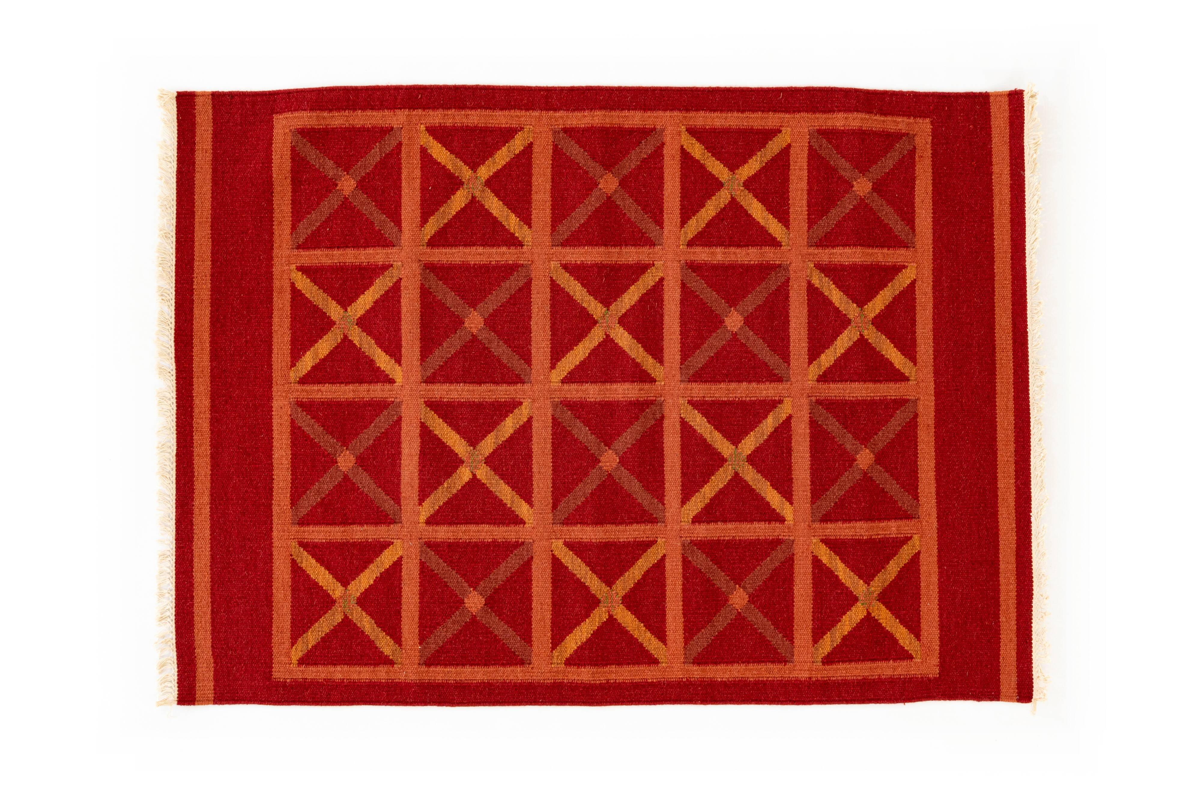 NOS Scandinavian XXth century modern rug by Anna Johanna Ångström, 199/206 x 140 cm (78/81 x 55 in)