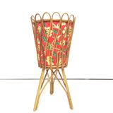 Rattan and floral fabric basket worker