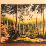 Tableau paysage impressioniste, forêt de fontainebleau