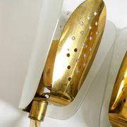 Beautiful large Mid Century Modern wall lamp made of brass and glass
