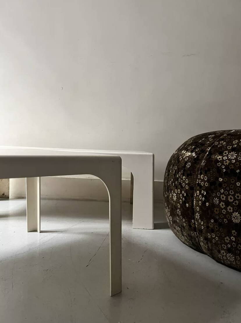 Prisunic off-white square coffee table, 1970s design