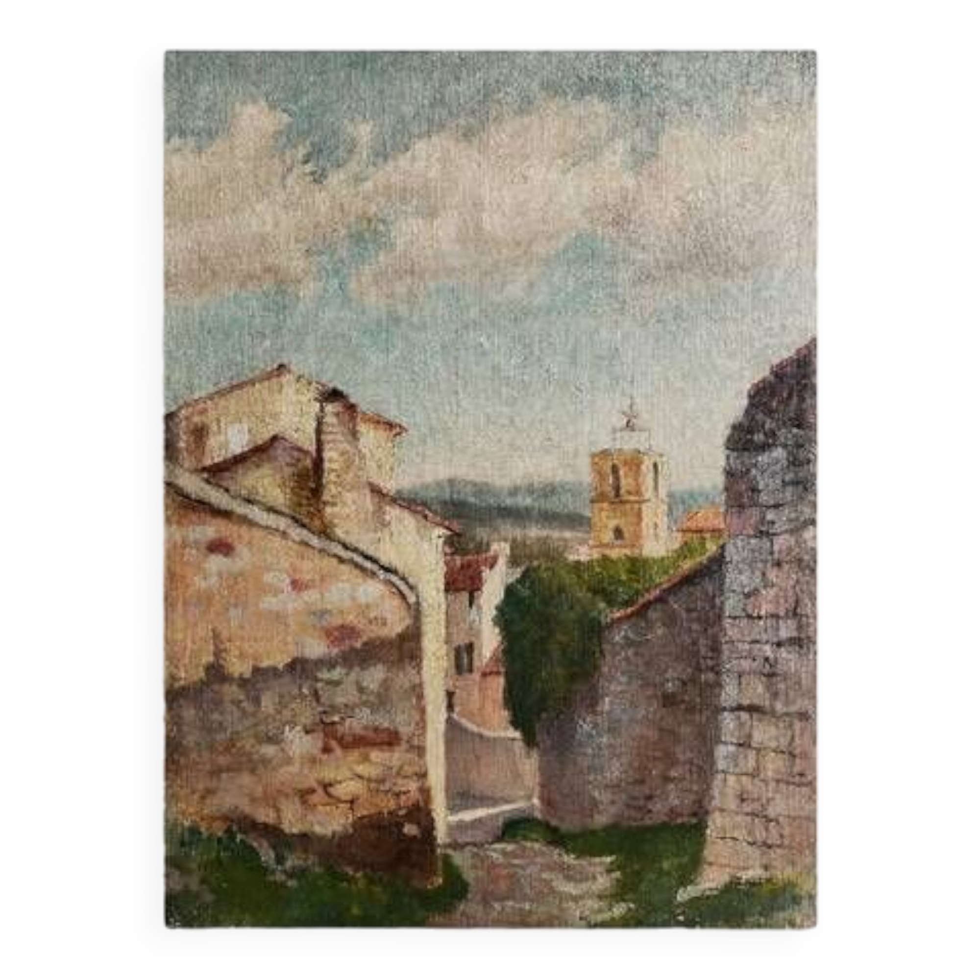 Village, unsigned, 20th century, oil on canvas, 38x29cm, unframed