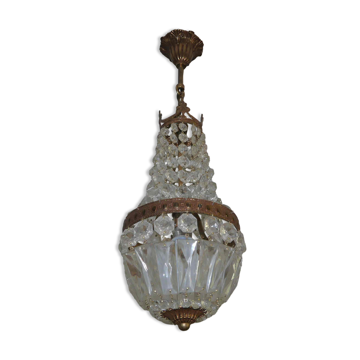 Suspension chandelier with metal and glass grapevines manufactured 60's / 70's