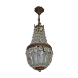 Suspension chandelier with metal and glass grapevines manufactured 60's / 70's