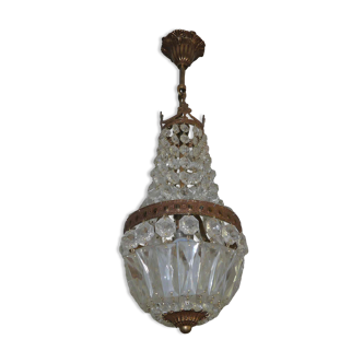 Suspension chandelier with metal and glass grapevines manufactured 60's / 70's