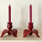 Pair of ceramic cab candlesticks