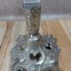 Vintage pressed glass tulip vase on silver-plated metal stand – centrepiece