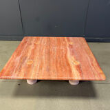 Angelo Mangiarotti red travertine coffee table for Up&Up, Italy