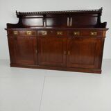 Early 20th-century English mahogany dresser / sideboard – brass campaign hardware