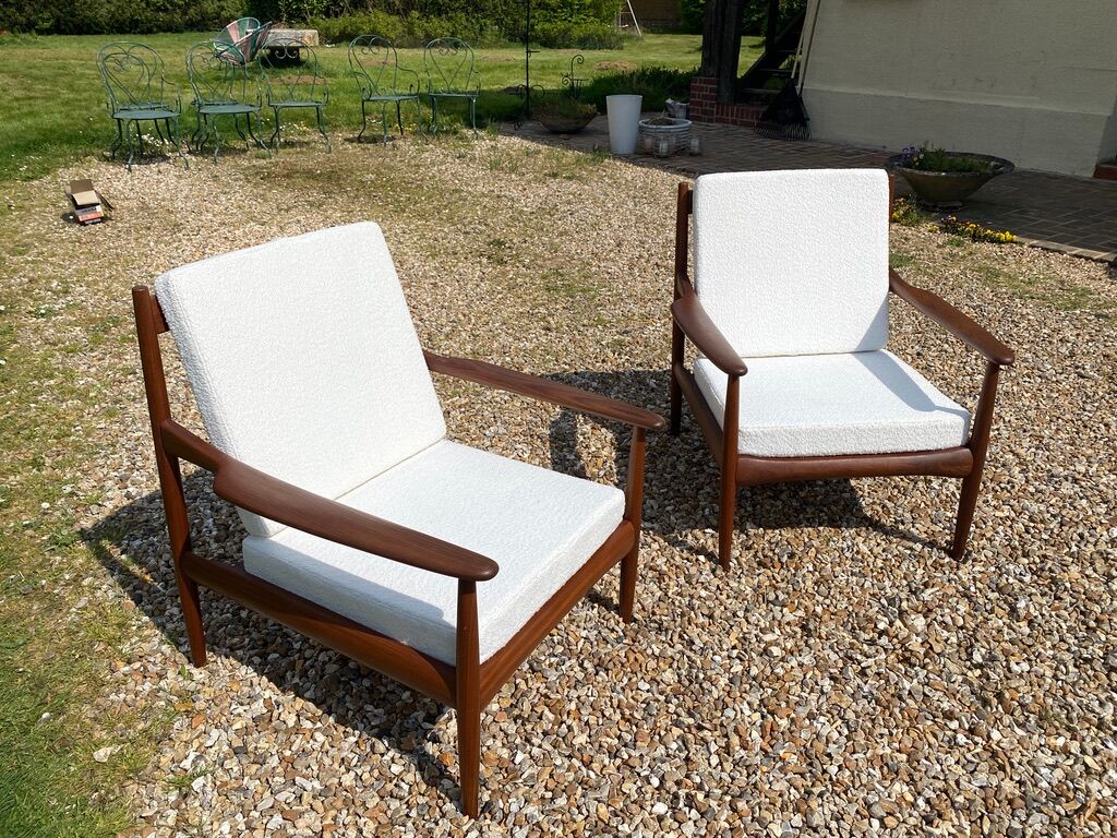 Pair of Scandinavian teak armchairs
