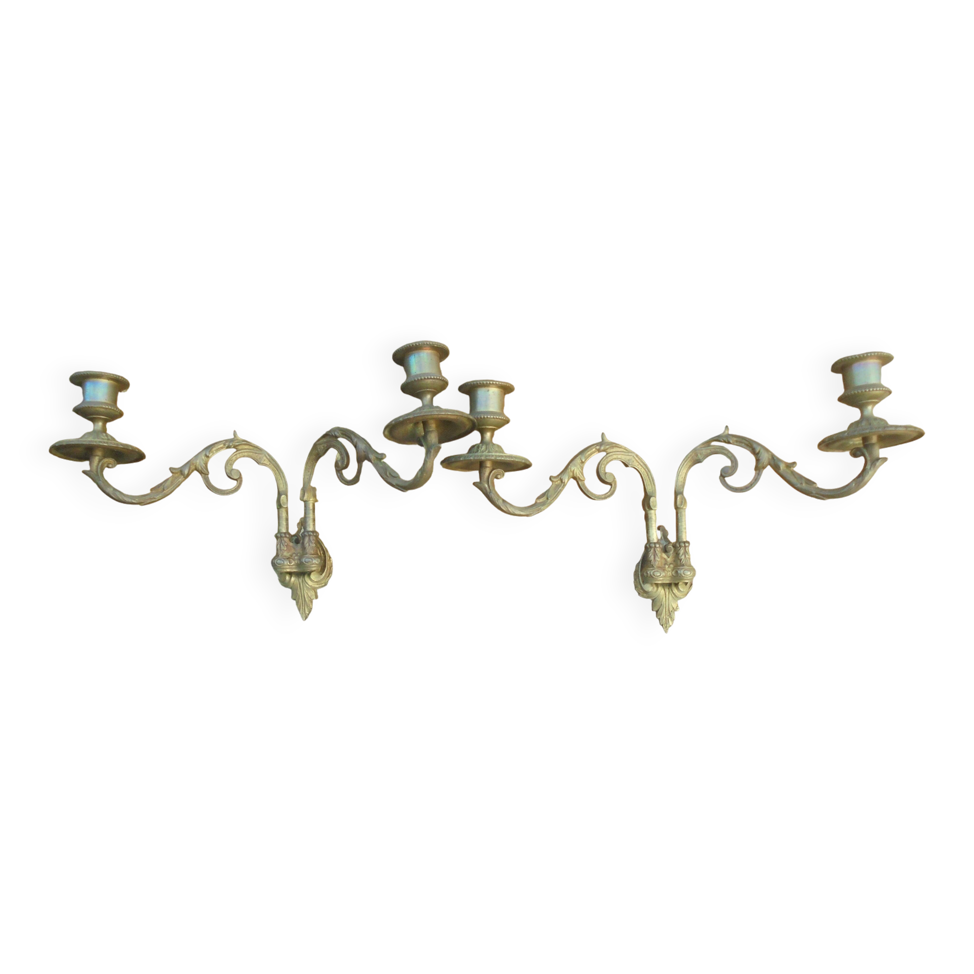 Pair of Bronze Piano Candlesticks