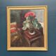 Original Swedish Oil on Panel - "Cineraria i Kruka" by Elna Jacobsson - Signed - Vintage and Framed - 48 × 43.5 cm (18.9" × 17.1")