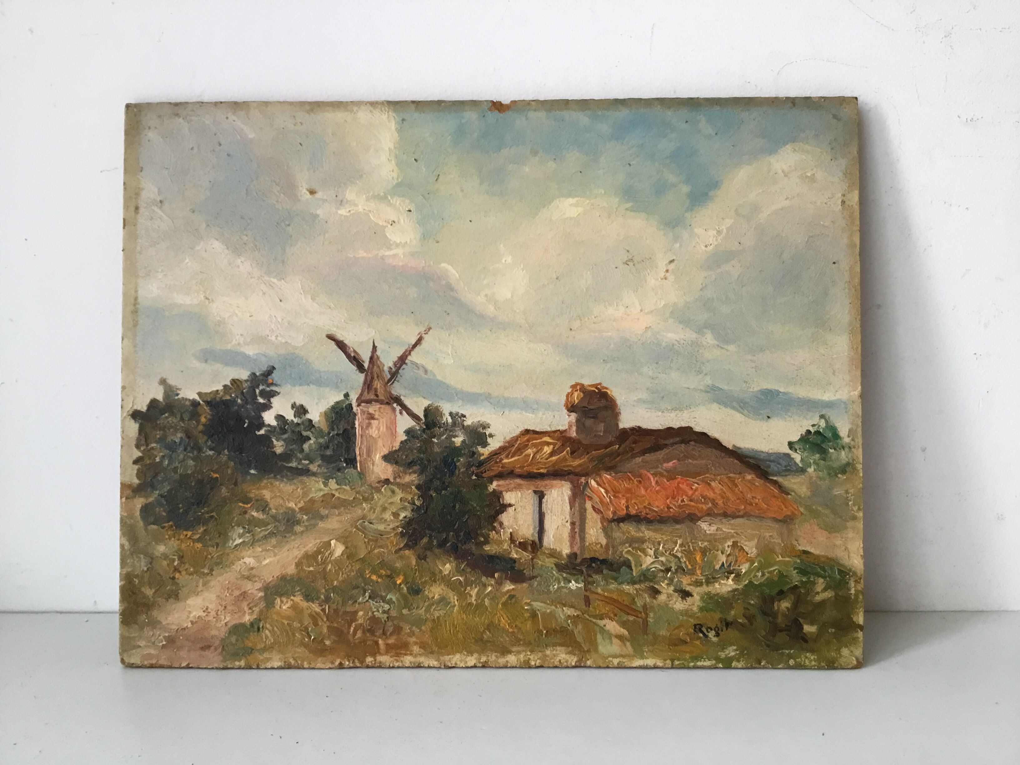 Small landscape painting of countryside
