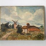 Small landscape painting of countryside