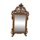 Ancien grand miroir style louis xv stuc bois résine biseauté