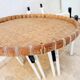 Vintage coffee table wood and rattan 1960