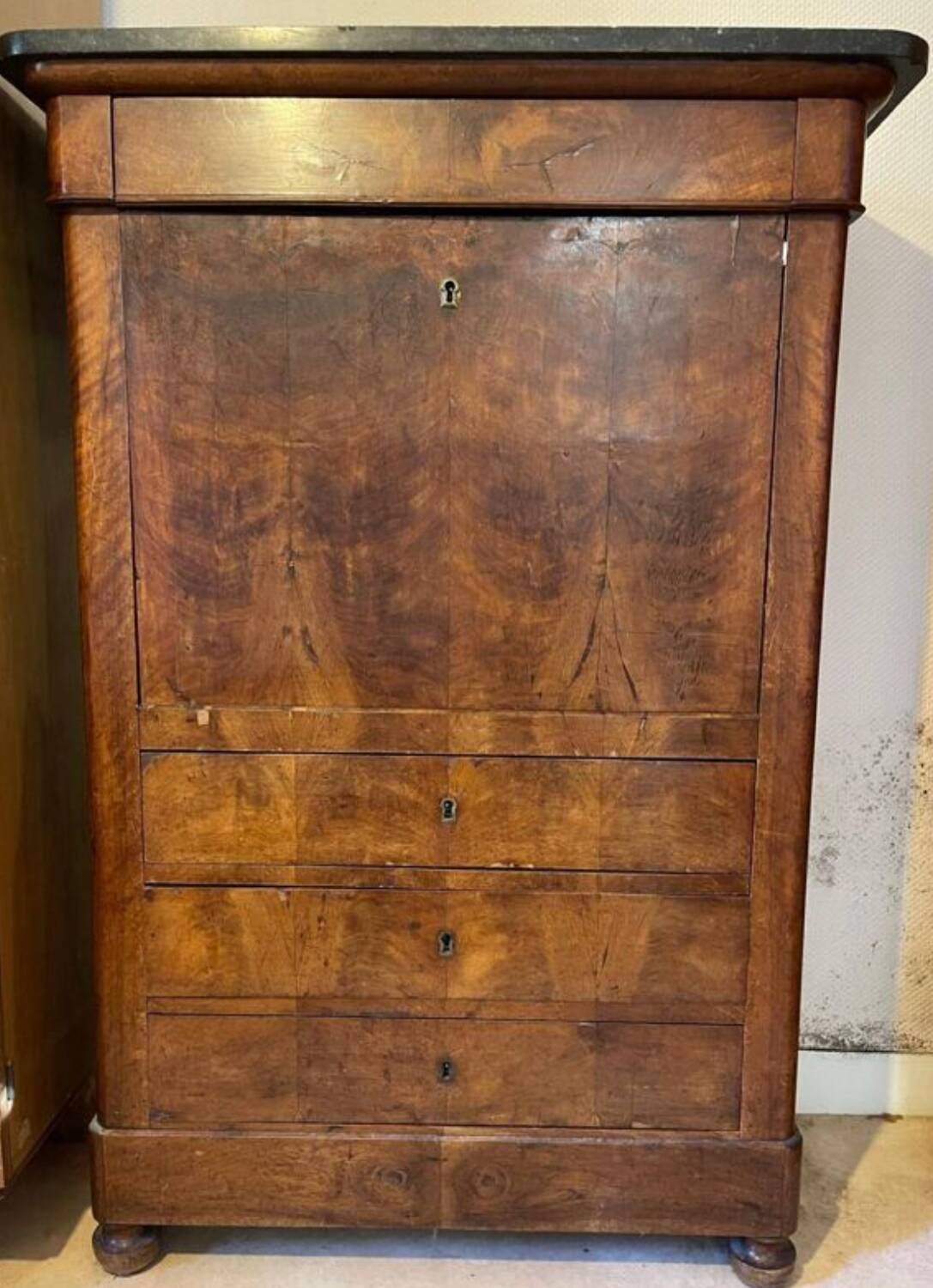 Empire or Louis Philippe period walnut secretary