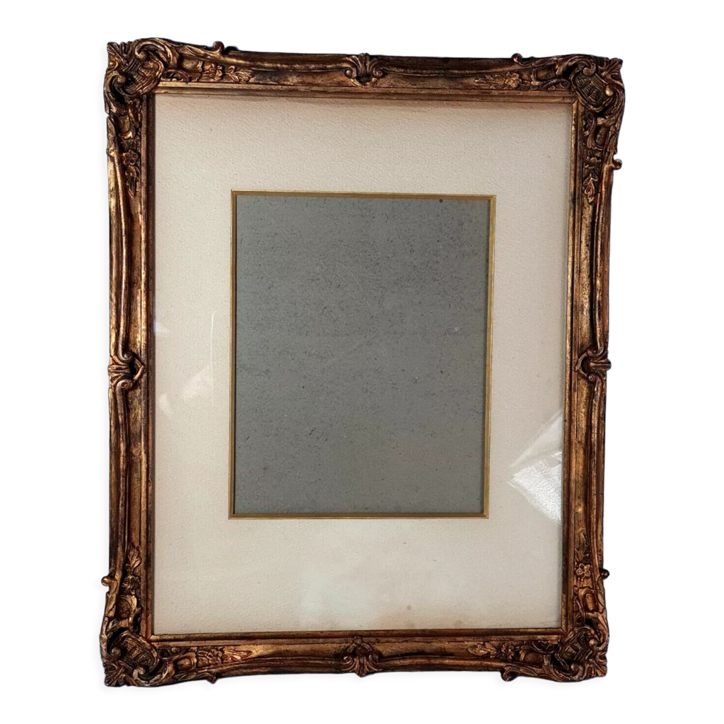 Cadre Bois Doré Avec Verre – Dimensions Ext. 36x33 Cm – Feuillure 33x30 Cm – B169
