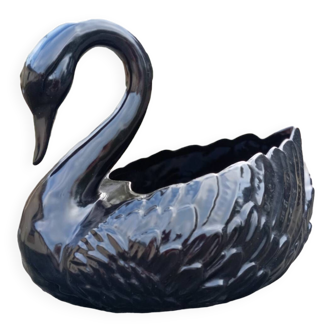 Black swan/black Swan earthenware pot/tray, vintage
