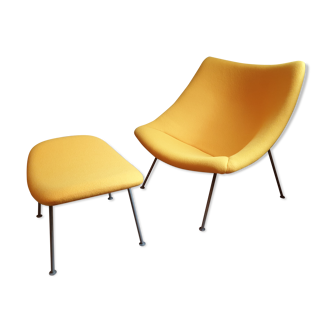 Vintage Oyster chair with ottoman by Pierre Paulin for Artifort, 1965