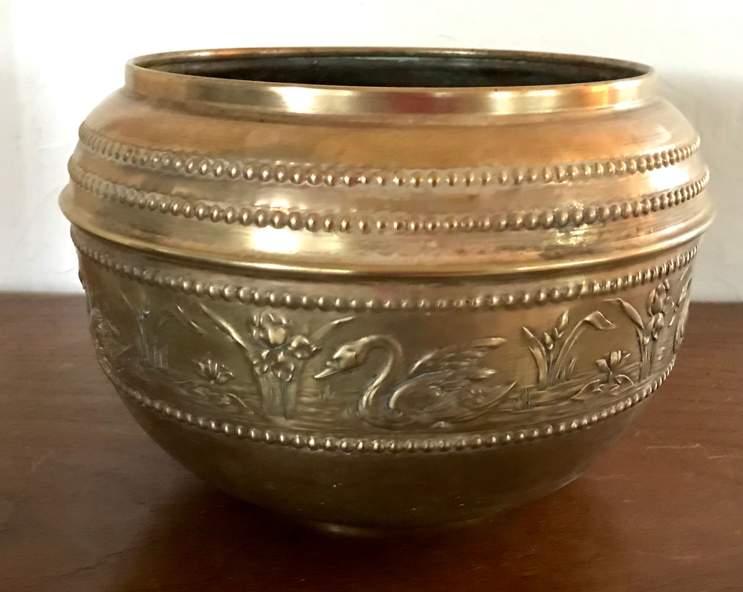 Cache-pot art déco cuivre et laiton