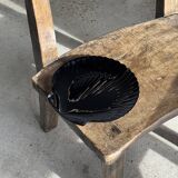 Pair of vintage black glass shell dishes D32 and D26