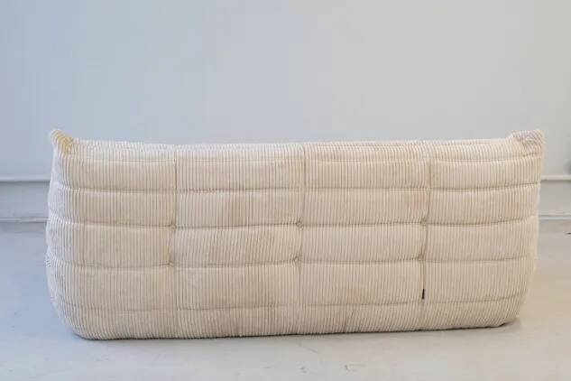 Togo 3 places et fauteuil en velours côtelé blanc