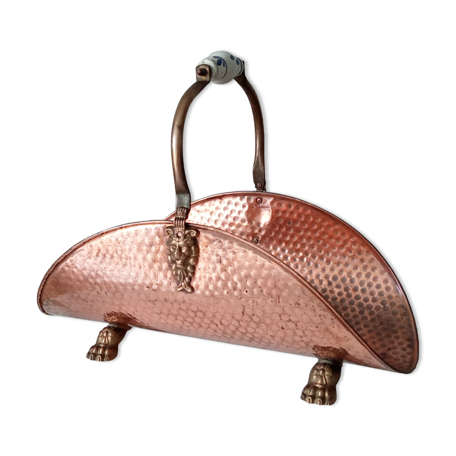 Old log holder in copper and brass