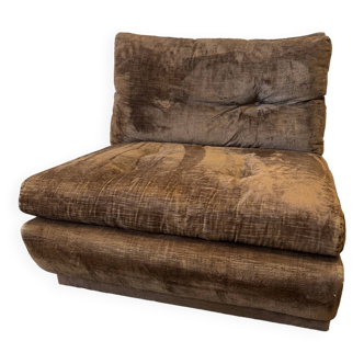 Vintage brown velvet armchair 70