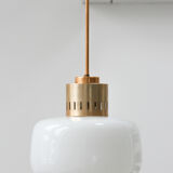 Pair of vintage opaline glass pendant lamp from Sijaj, 1960s