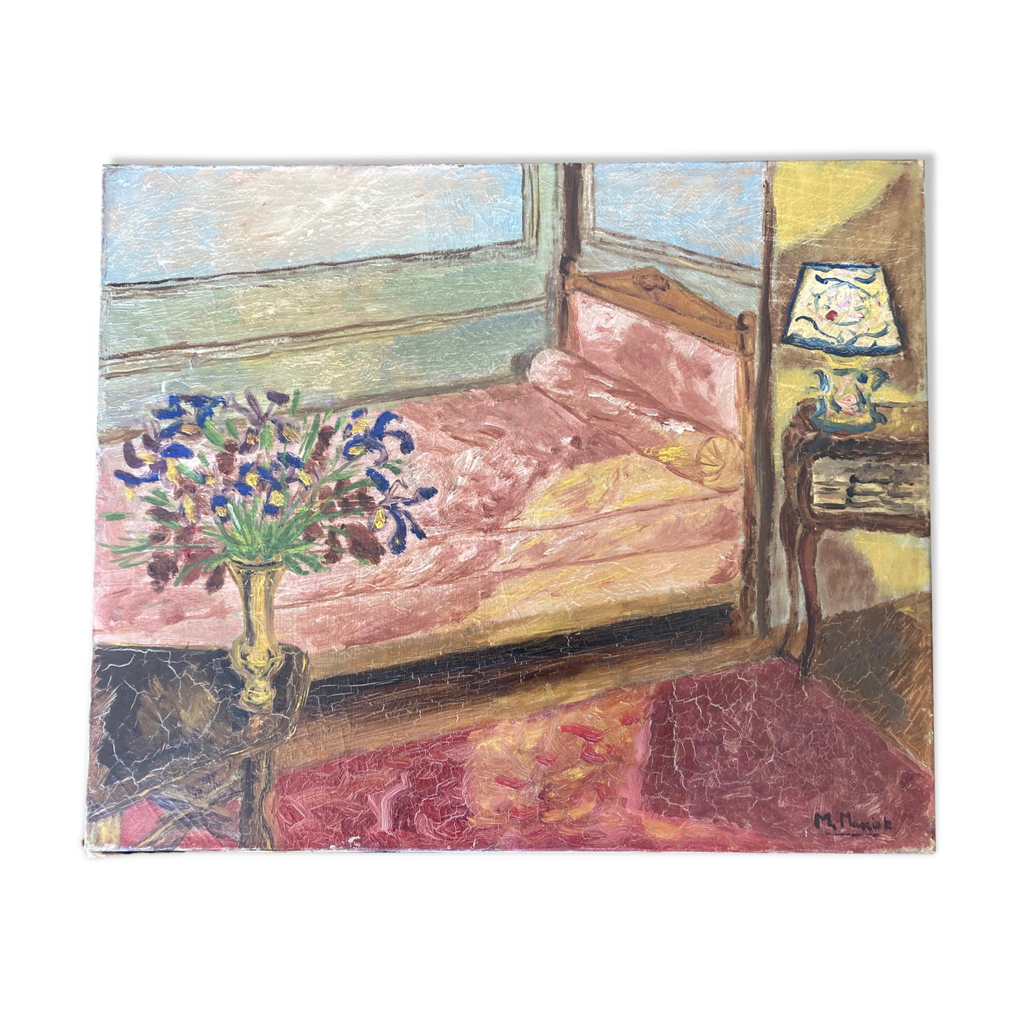Interior scene portrait of the guest room in spring oil on canvas 1960