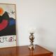 Chromed metal lamp and opaline globe, Space Age Design, 1970