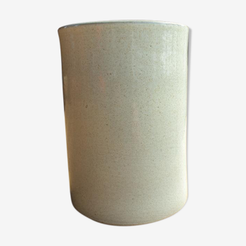 Vase cylindrique terre cuite émaillée avec signature
