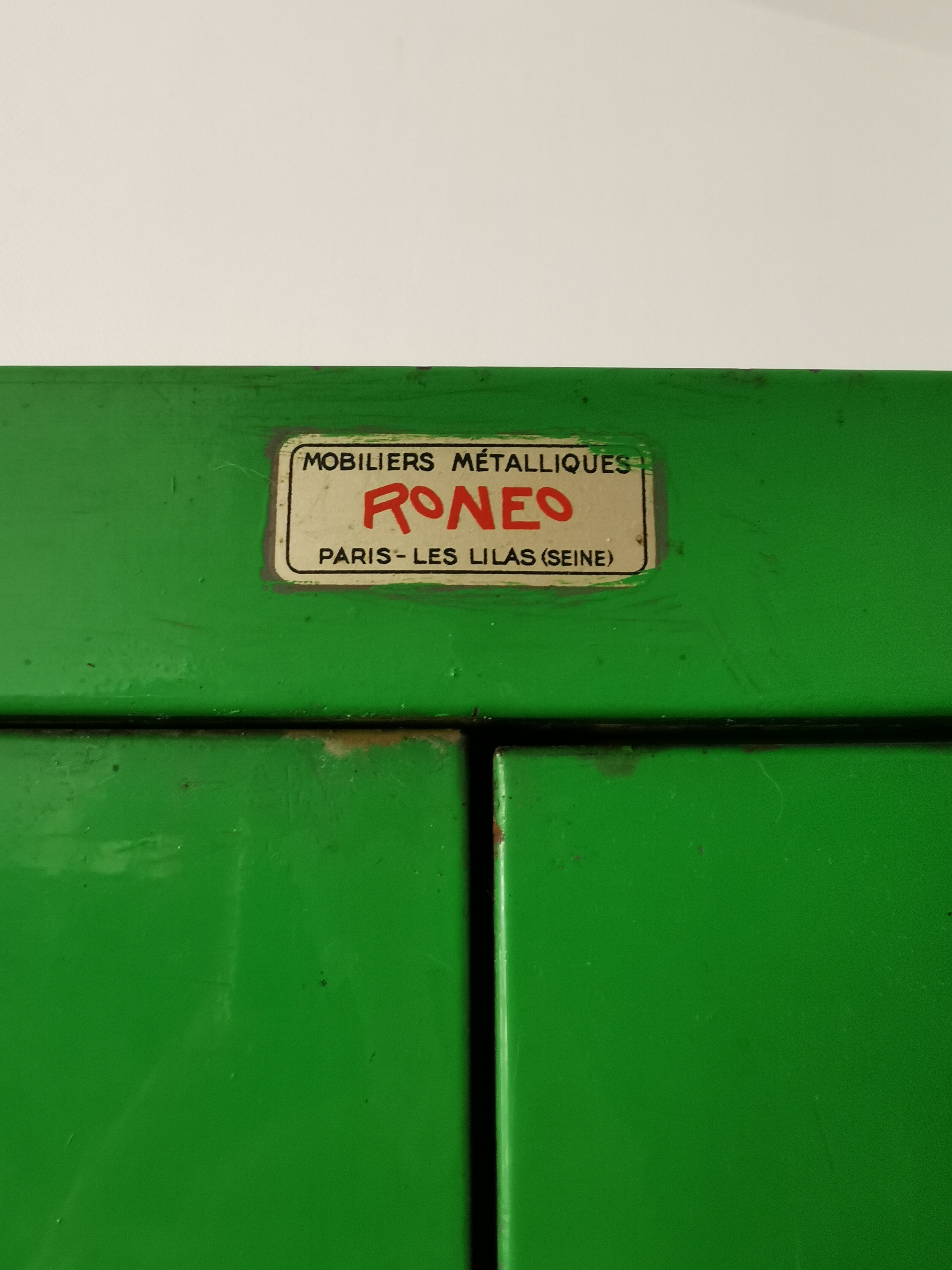 Green industrial Ronéo wardrobe 50s