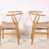 2x Hans Wegner CH24 Oak Wishbone Chairs, 1980s Denmark
