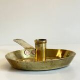 LOW HAND BRASS CANDLESTICK ANTIQUE