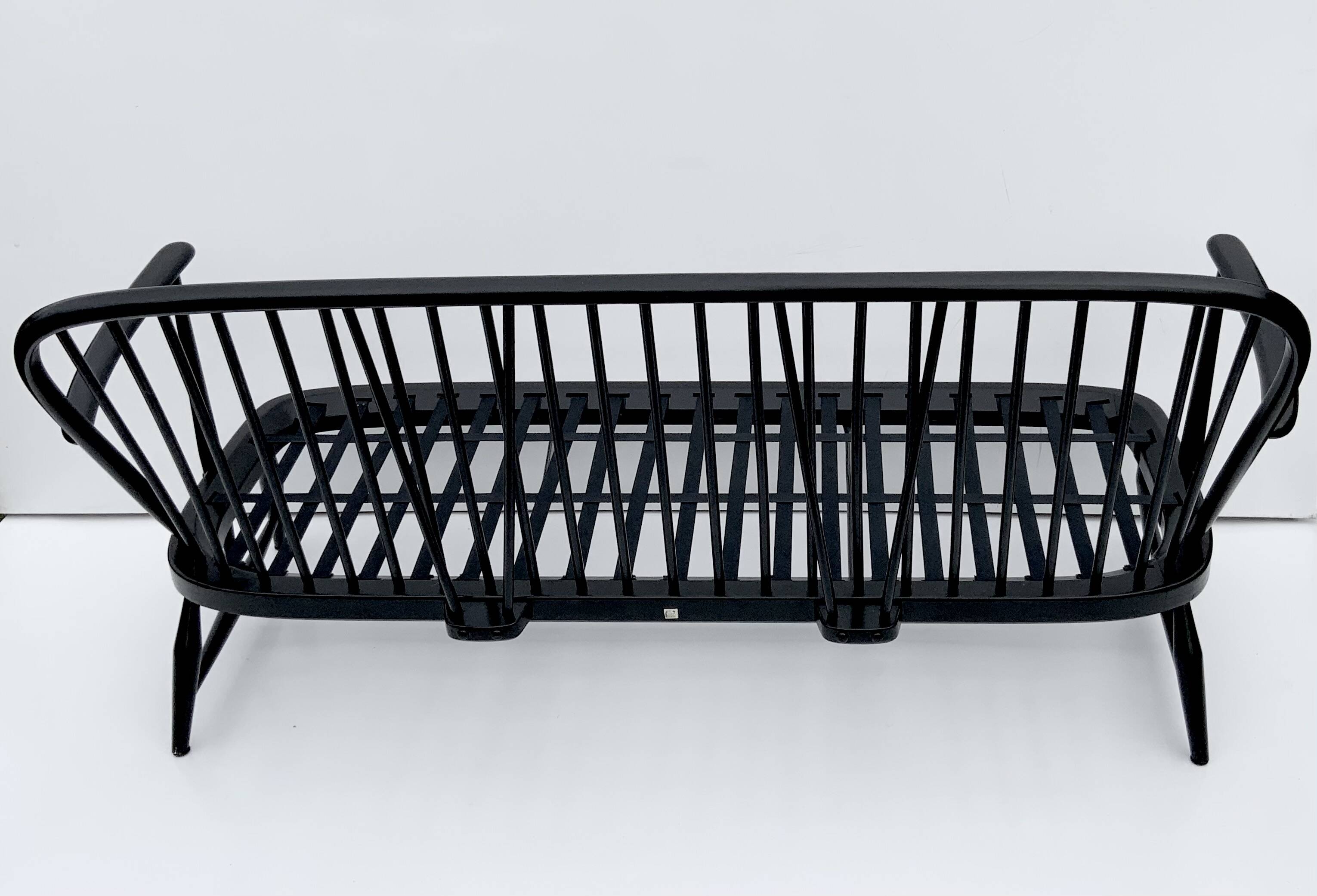 Mid-20th century Ercol Black wood sofa 3 seater