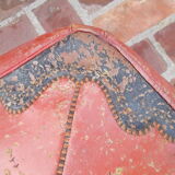 Red and black moroccan pouf