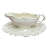 Digoin Sarreguemines ivory gravy boat with gadroons