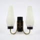 Set of 2 brass and glass wall lamps, 1950s