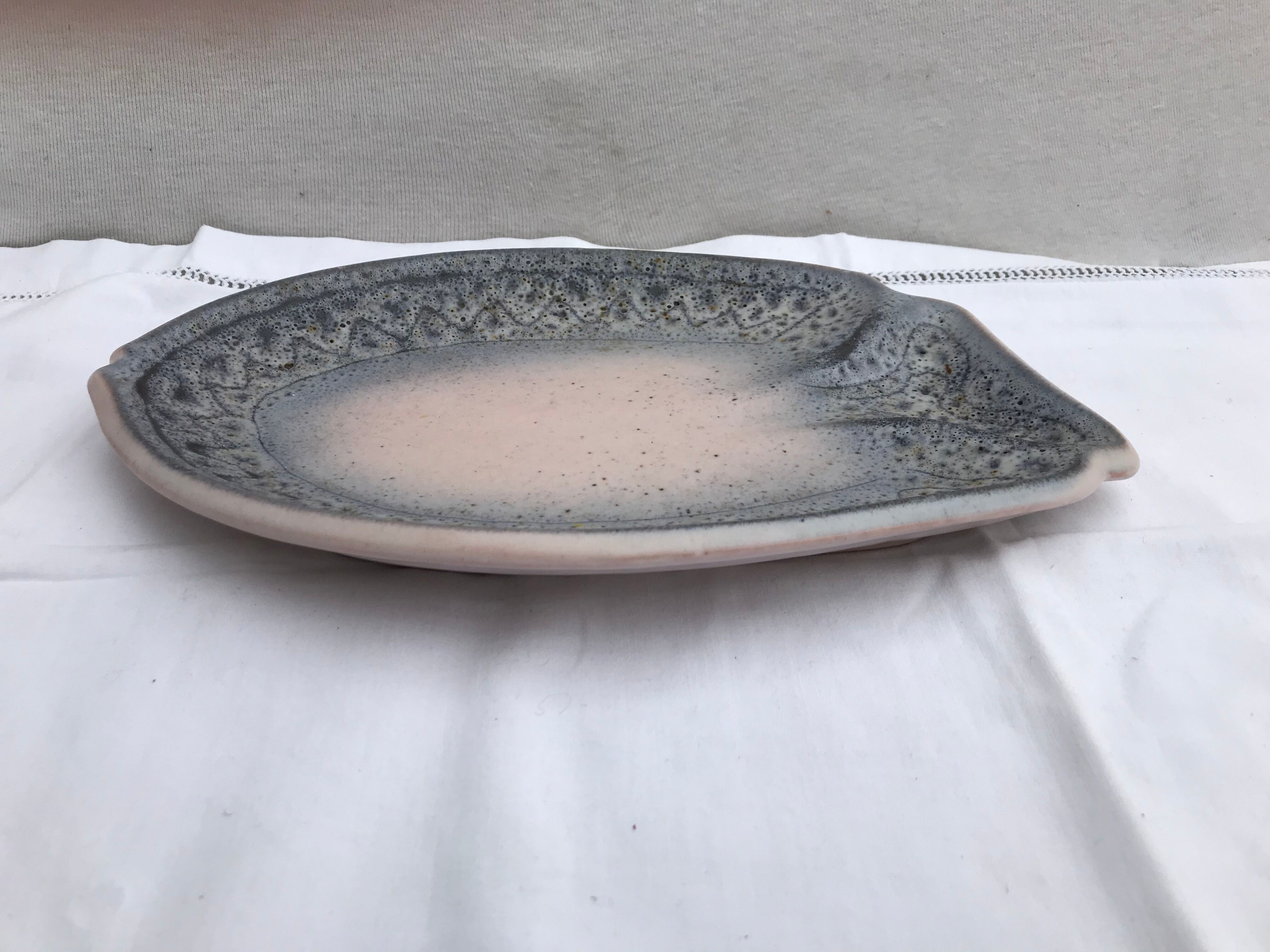 Former plate vallauris ceramics jean austruy shape vintage fish