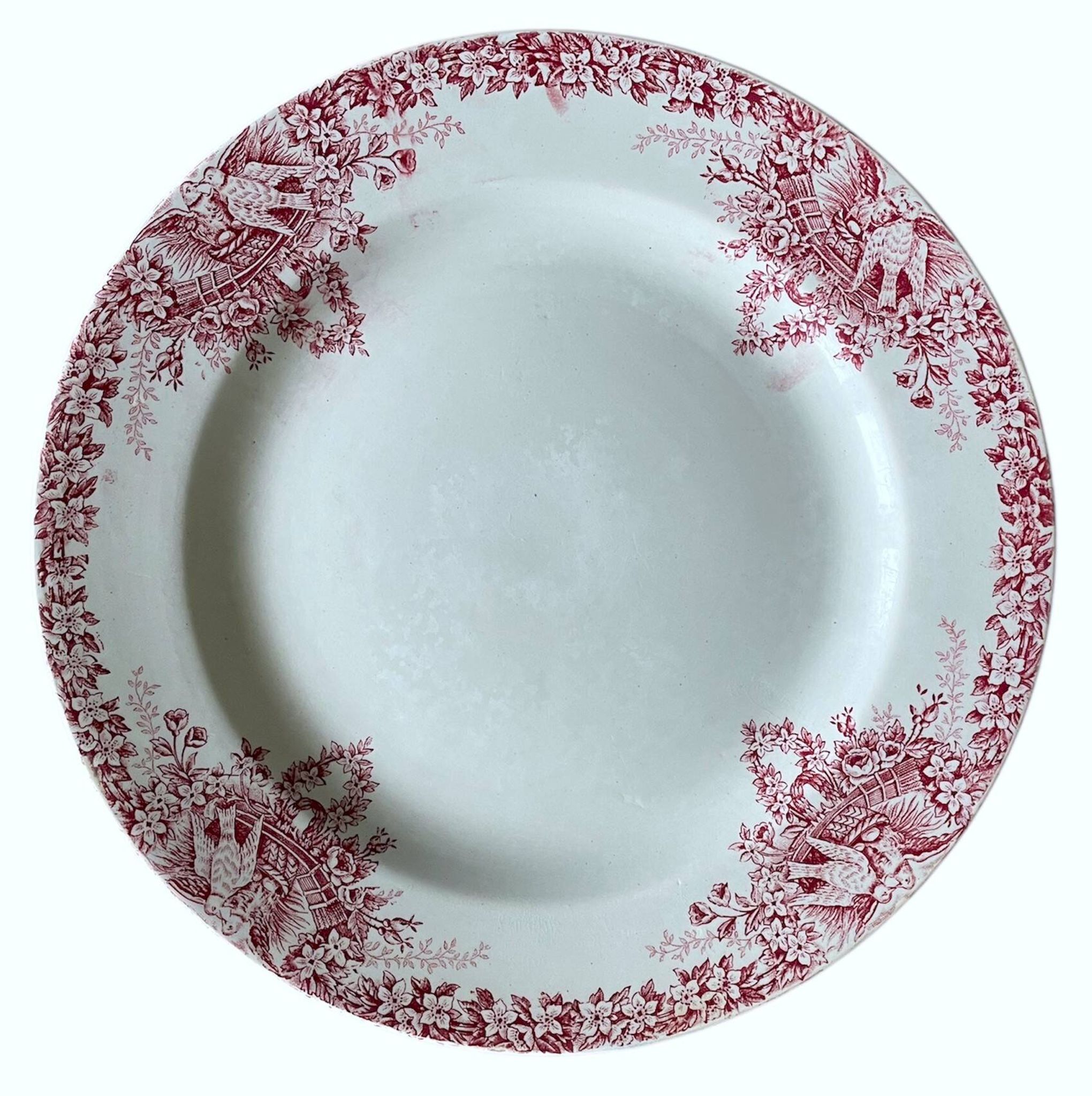 Antique serving platter in Saint-Amand earthenware (Nord)