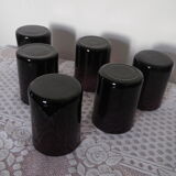 6 eggplant-colored glass cups