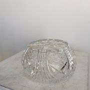 Vintage 1970s Lead Crystal Bowl: Bohemian Table Centerpiece
