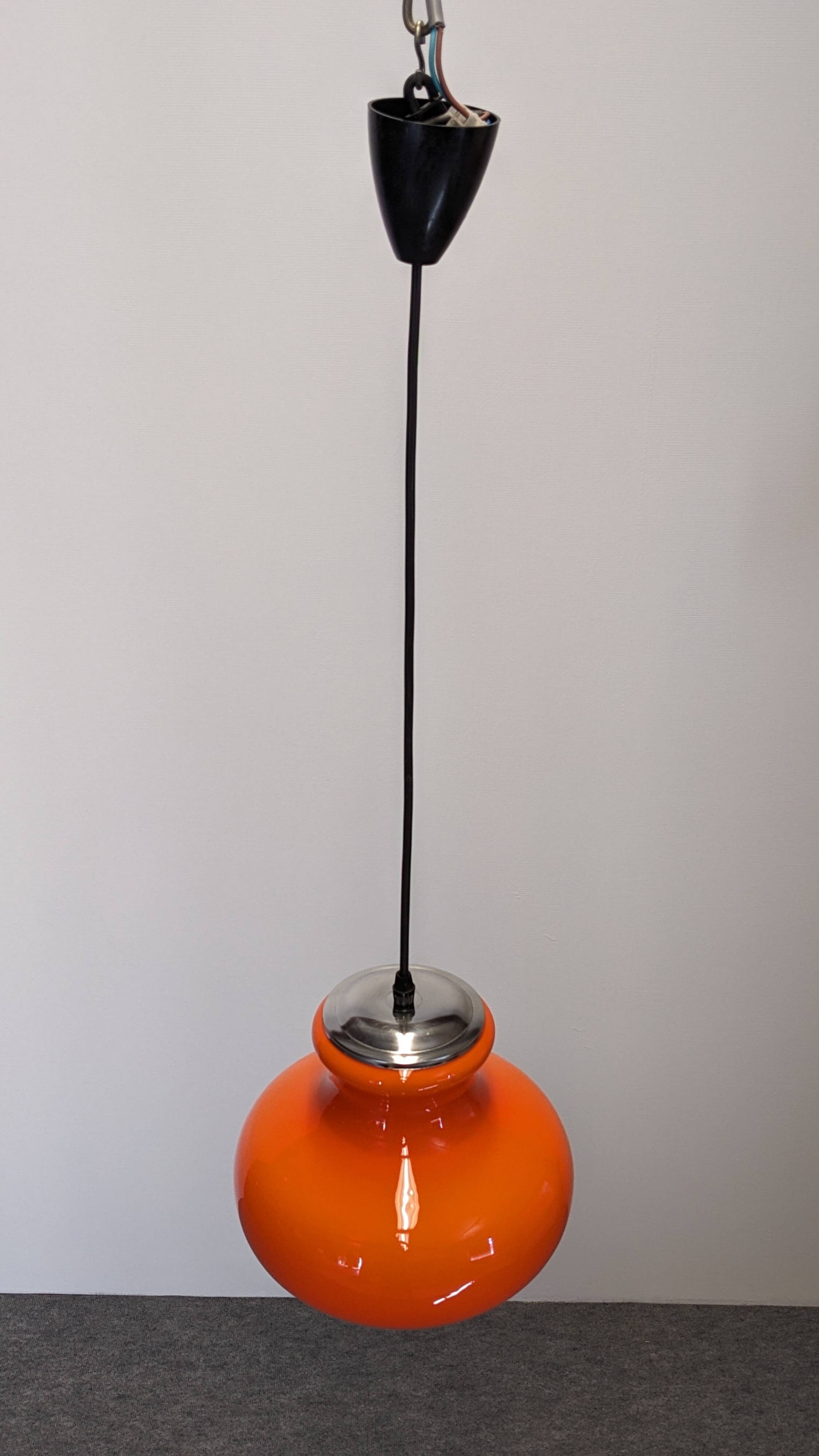 Orange opaline pendant light from the 60s/70s