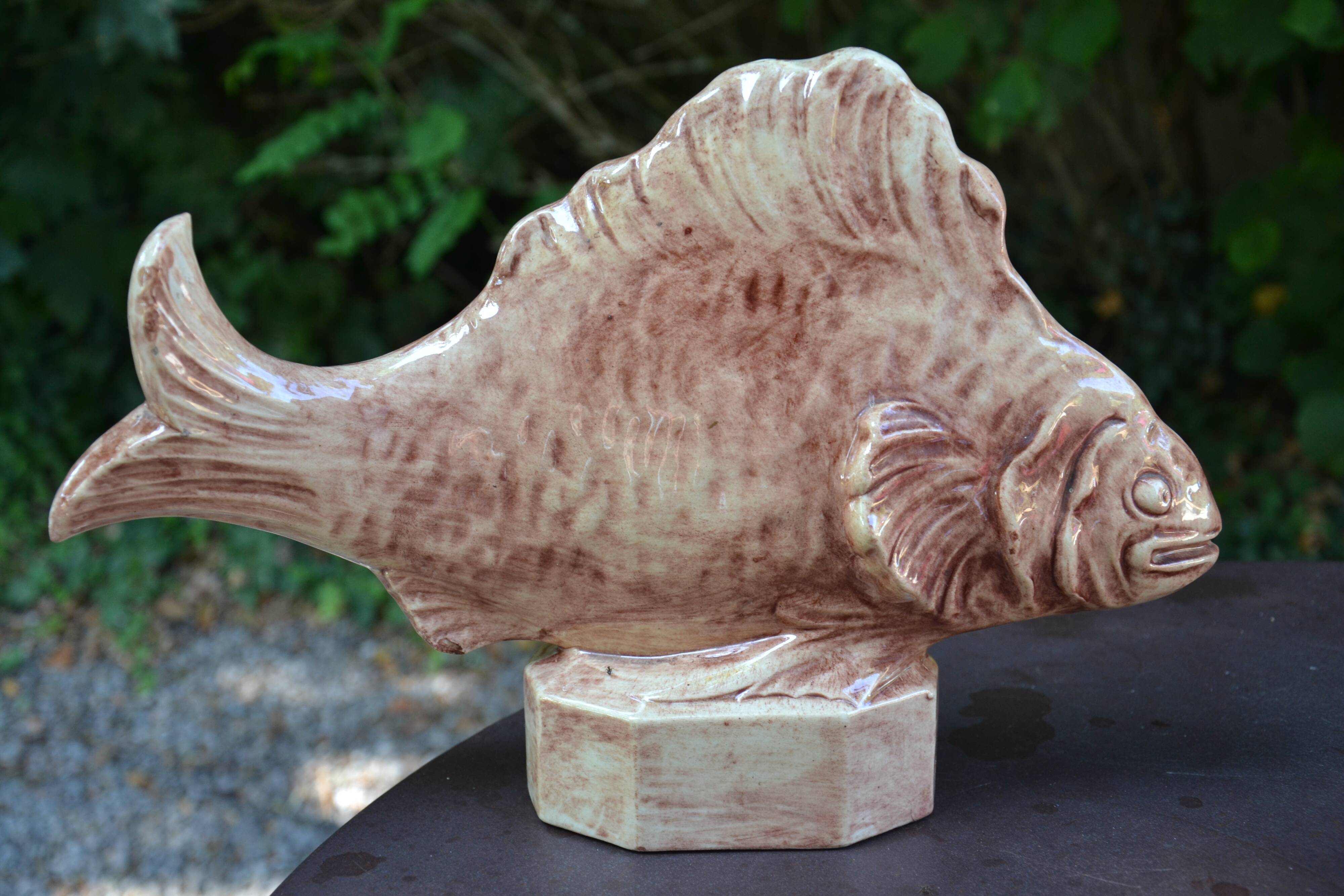 Ceramic fish statuette signed